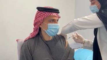 Saudi Arabia’s Foreign Minister Prince Faisal bin Farhan on Tuesday received the first dose of the COVID-19 vaccine. (Via @FaisalbinFarhan Twitter)