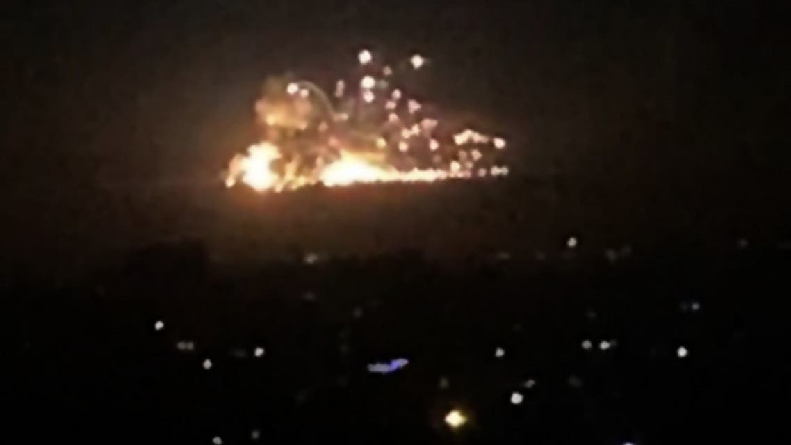 An image grab shows on November 20, 2019 smoke and fire billowing during a reported Israeli air strike on the outskirts of Damascus. (File photo: AFP)