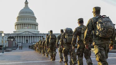 Members of the U.S. National Guard arrive at the U.S. Capitol on January 12, 2021 in Washington, DC. (AFP)