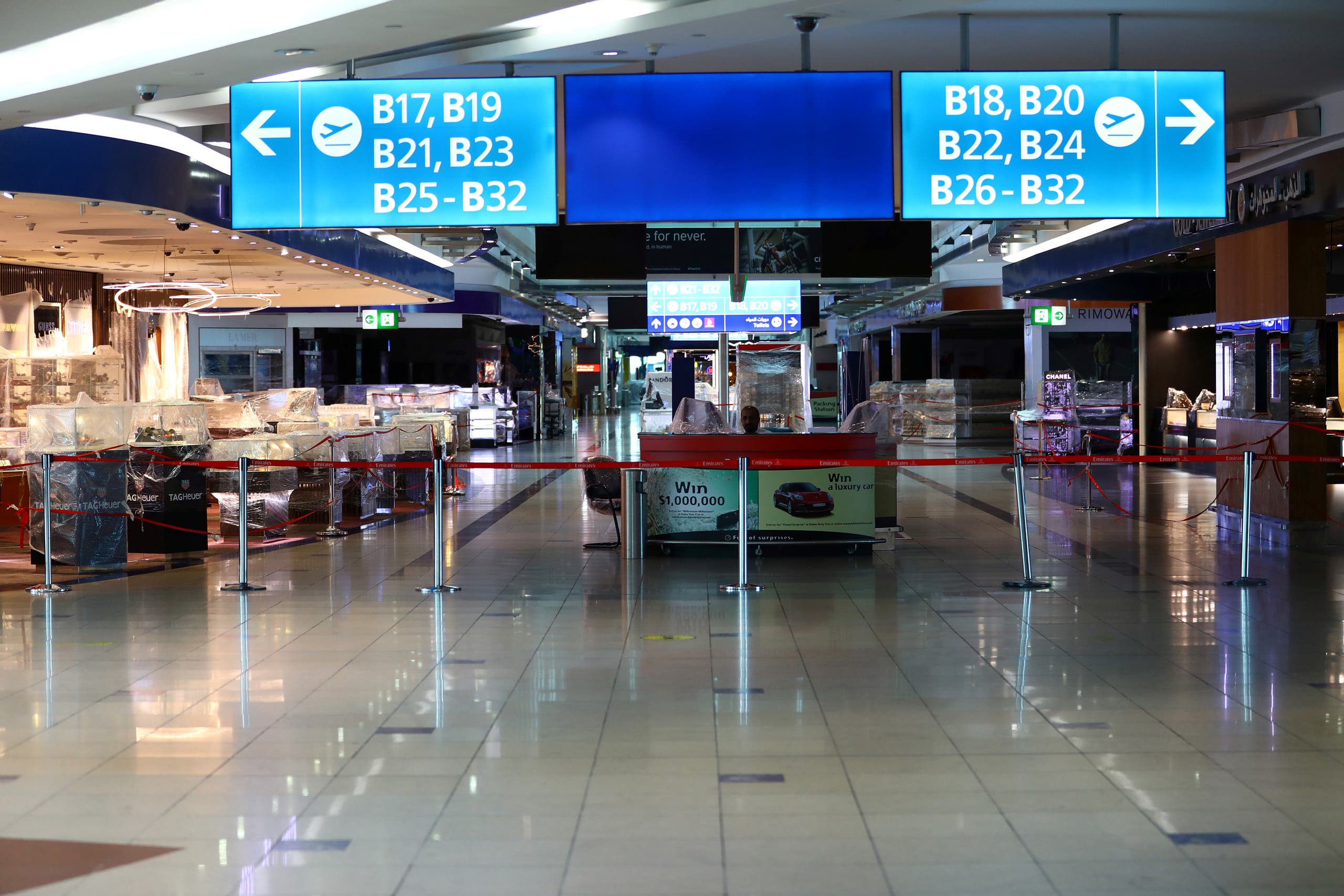 General view of Dubai duty free closed shops at Dubai International Airport, as Emirates airline resumed limited outbound passenger flights amid outbreak of COVID-19 in Dubai, UAE April 27, 2020. (File photo: Reuters)