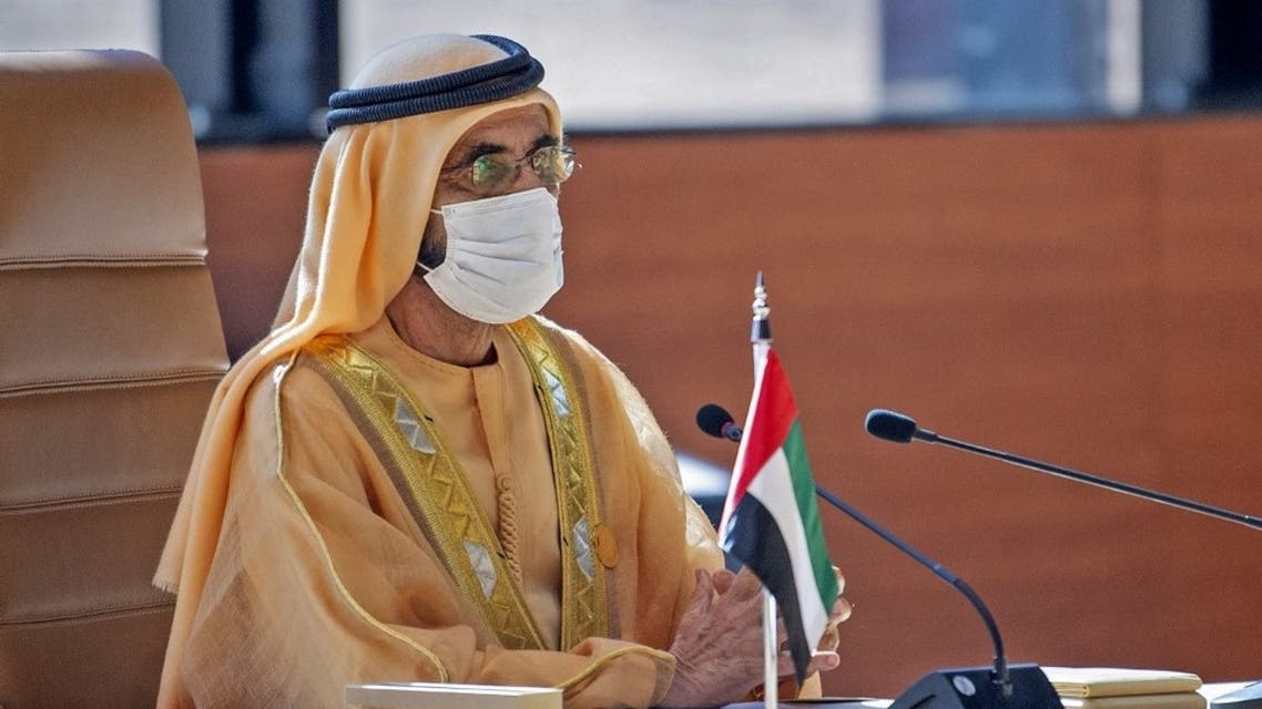 Dubai's Ruler and UAE Vice President Sheikh Mohammed bin Rashid Al-Maktoum attending the opening session of the 41st Gulf Cooperation Council (GCC) summit in the northwestern Saudi city of al-Ula. (AFP)