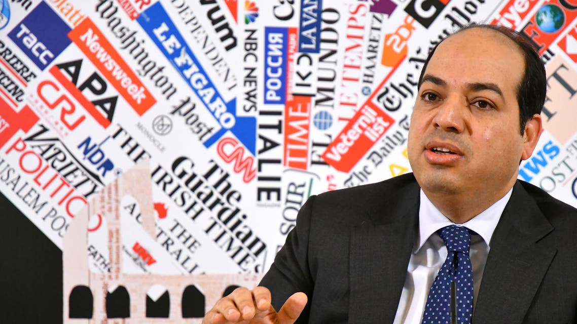 Libya's UN-backed Government of National Accord (GNA) vice president Ahmad Maitig addresses the Foreign Press association on April 16, 2019 in Rome.