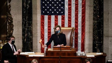 Speaker of the House Nancy Pelosi, D-Calif., gavels in the final vote of the impeachment of President Donald Trump, for his role in inciting an angry mob to storm the Congress last week, at the Capitol in Washington, Wednesday, Jan. 13, 2021. (AP)