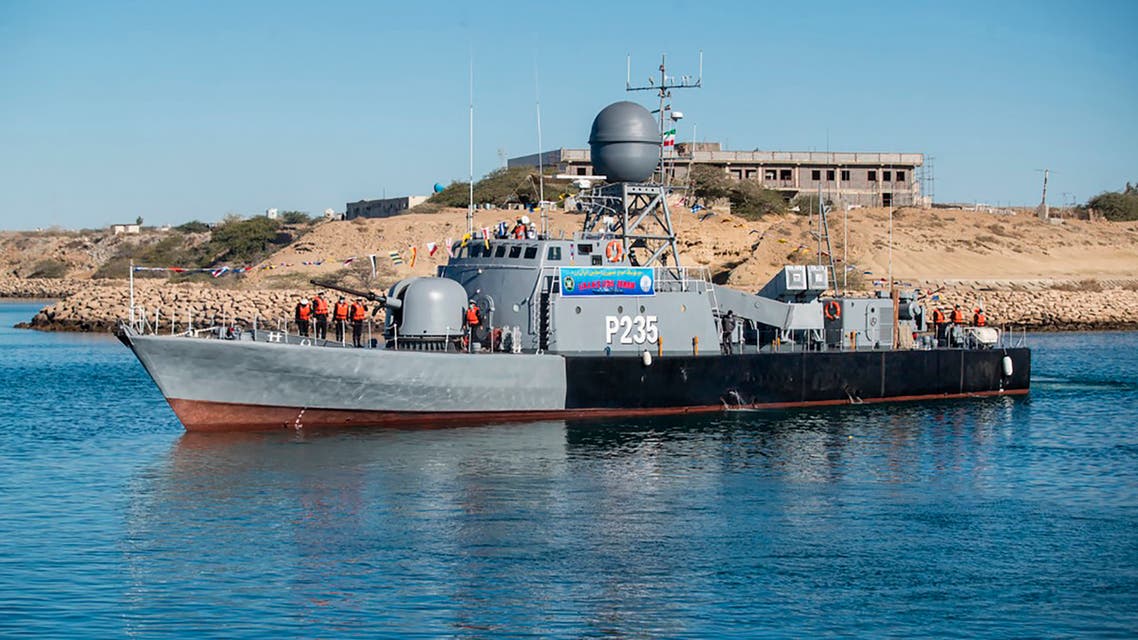 An Iranian Navy warship during a navy military drill in the Gulf of Oman in Iran. (AP)