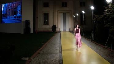 Model Mariacarla Boscono wears a creation as part of the Salvatore Ferragamo 2021 women's spring-summer ready-to-wear collection during the fashion week in Milan, Italy. (File photo: AP)