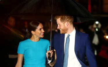 Britain's Prince Harry and his wife Meghan, Duchess of Sussex, arrive at the Endeavour Fund Awards in London, Britain, March 5, 2020. (Reuters)