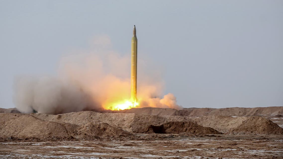 This handout photo provided by Iran's Revolutionary Guard Corps (IRGC) official website via SEPAH News on January 16, 2021, shows a launch of a missile during a military drill in an unknown location in central Iran. Iran's Revolutionary Guards launched a missile and drone drill in central Iran, their official website reported, marking the third exercise held by the country's military in almost two weeks.