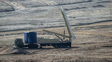 This handout photo provided on January 15, 2021, shows a missile ready to be launched during a military drill in an unknown location in central Iran. (AFP)