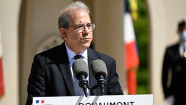 A file photo shows Mohammed Moussaoui, President of the French Council of the Muslim Faith (CFCM) gives a speech during a ceremony at the WW1 memorial in Douaumont, northeastern France on July 29, 2020. (Jean-Christophe Verhaegen/AFP)