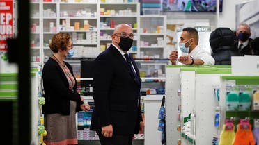 Minister for COVID-19  Vaccine Deployment Nadhim Zahawi visits the Cullimore Chemist, amid the coronavirus outbreak, in Edgware, London, Britain January 14, 2021. (Reuters/Paul Childs)