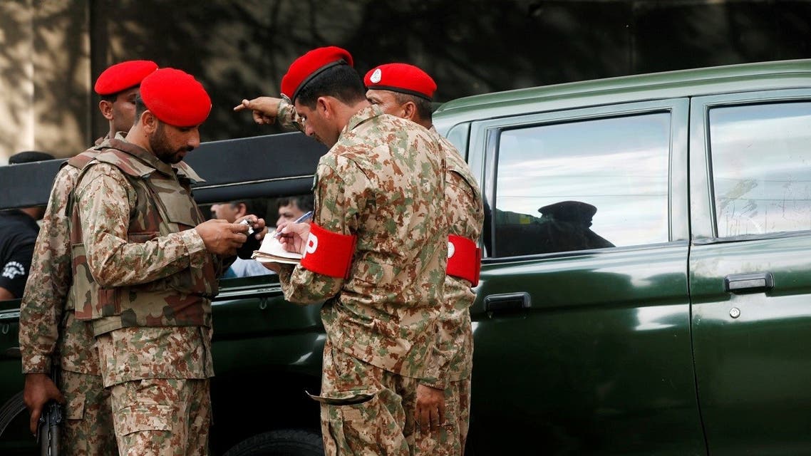 Military soldiers take note of evidence from the site of an army vehicle after two army personnel were killed by attackers on a motorcycle in Karachi, Pakistan. (File photo: Reuters)