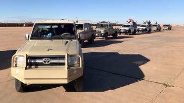 Military vehicles of Iraqi army tour at al-Waleed air base near Al-Tanf, Iraq January 18, 2021. Picture taken January 18, 2021. REUTERS/John Davison