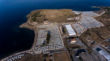 The new temporary refugee camp is seen from above on the northeastern island of Lesbos, Greece. (AP)