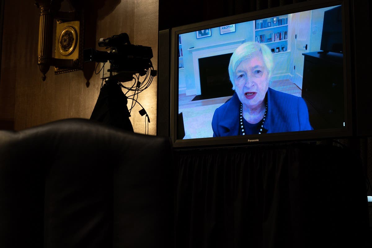 Janet Yellen, President-elect Joe Biden's nominee for Secretary of the Treasury, participates remotely in a Senate Finance Committee hearing on Jan. 19, 2021. (AFP)