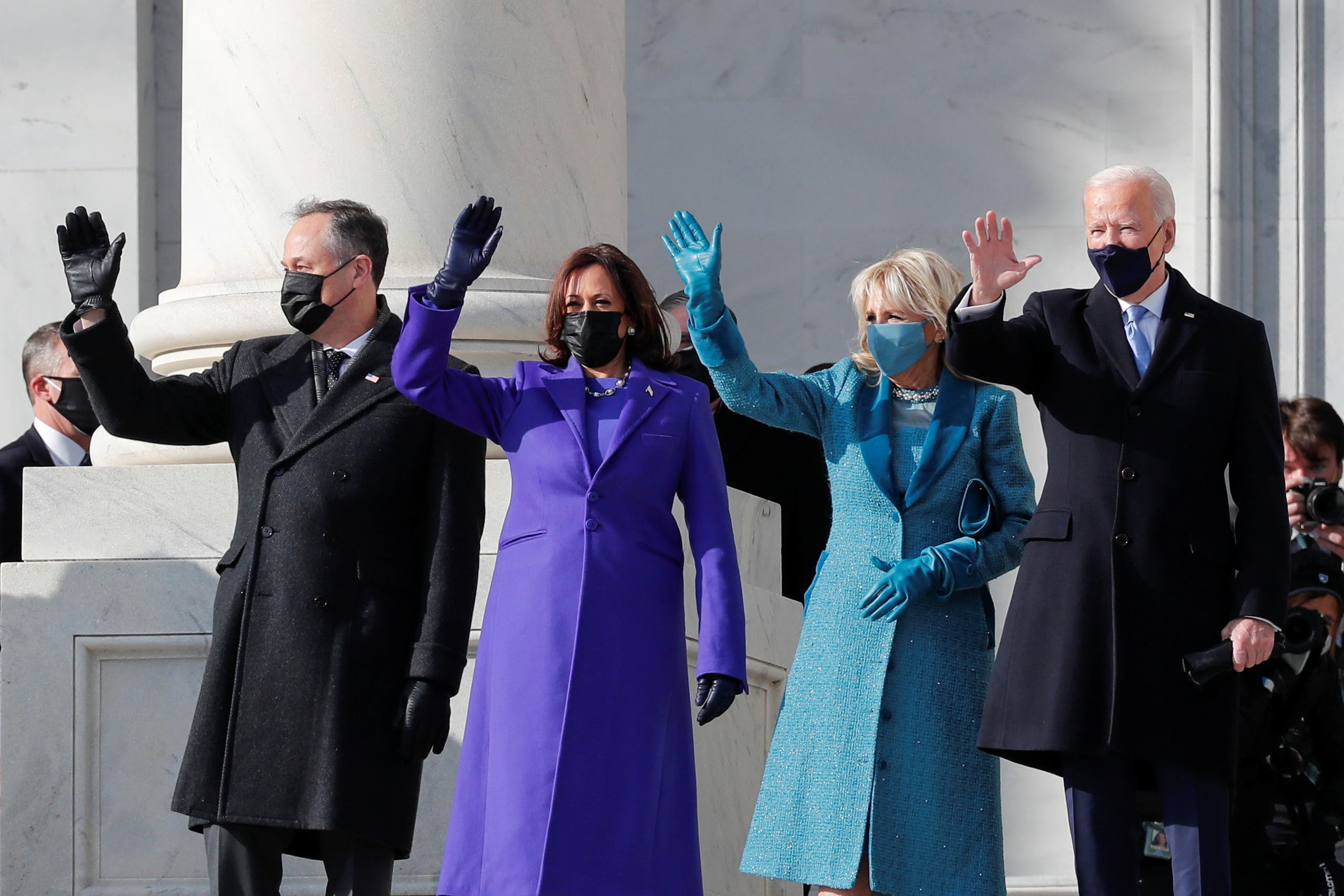 رئیس جمهور بایدن ، همسر جیل ، معاون رئیس جمهور كاملا هریس و همسرش
