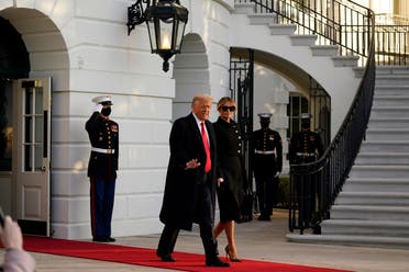 President Donald Trump and first lady Melania Trump walk to board Marine One on the South Lawn of the White House, Wednesday, Jan. 20, 2021, in Washington. (File photo: AP)