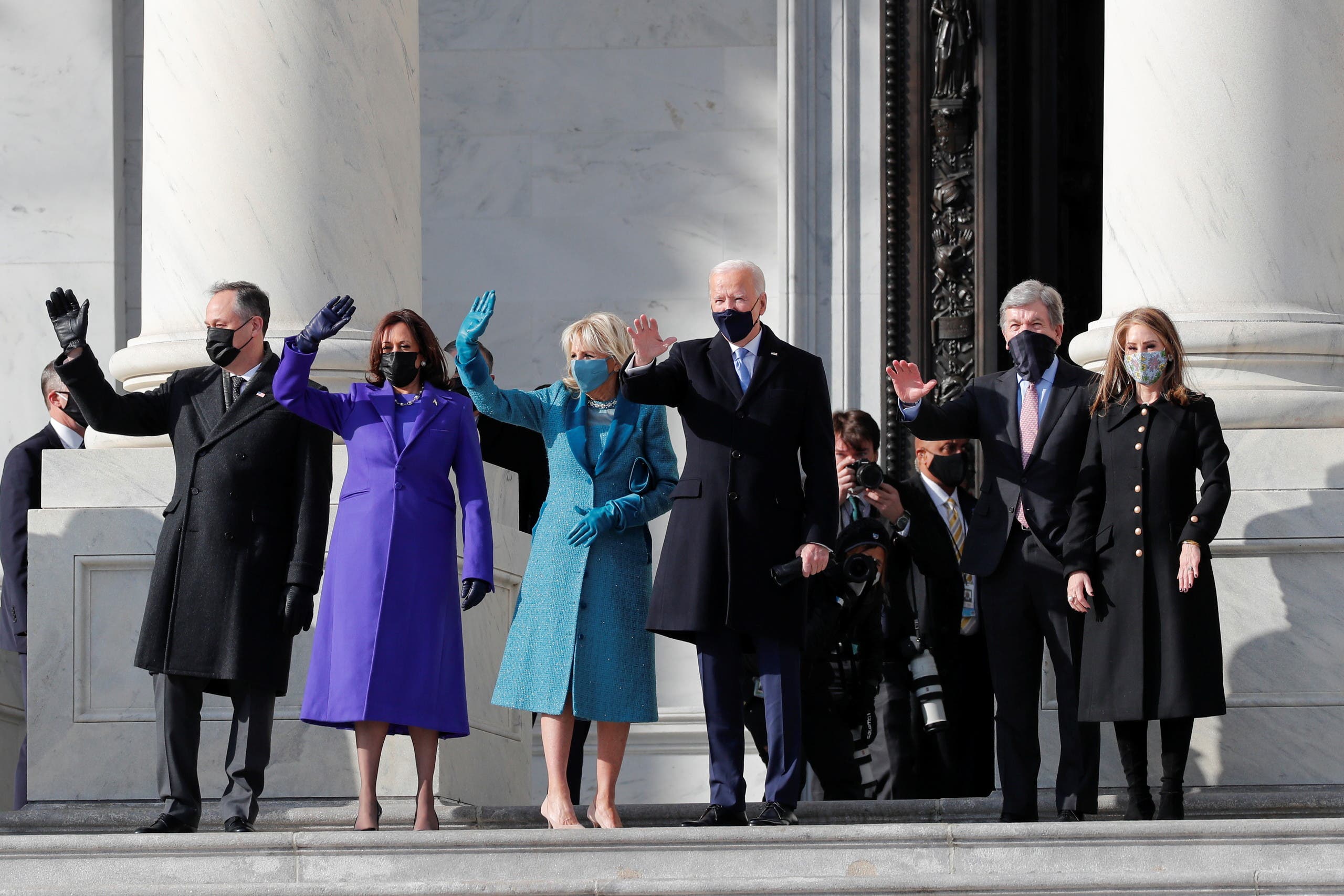 President Joe Biden, wife Jill, Vice President Kamala Harris, and her husband
