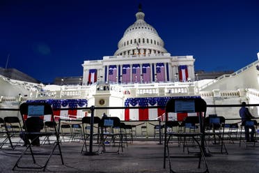 Socially distanced seating is seen on the West front of the Capitol before Joe Biden's presidential inauguration in Washington. (Reuters)