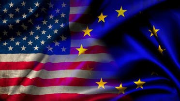 Flag of the United States of America stock photo Flags of the United States of America and the European Union 