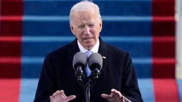 President Joe Biden speaks during at the Capitol in Washington, Jan. 20, 2021. (AP)
