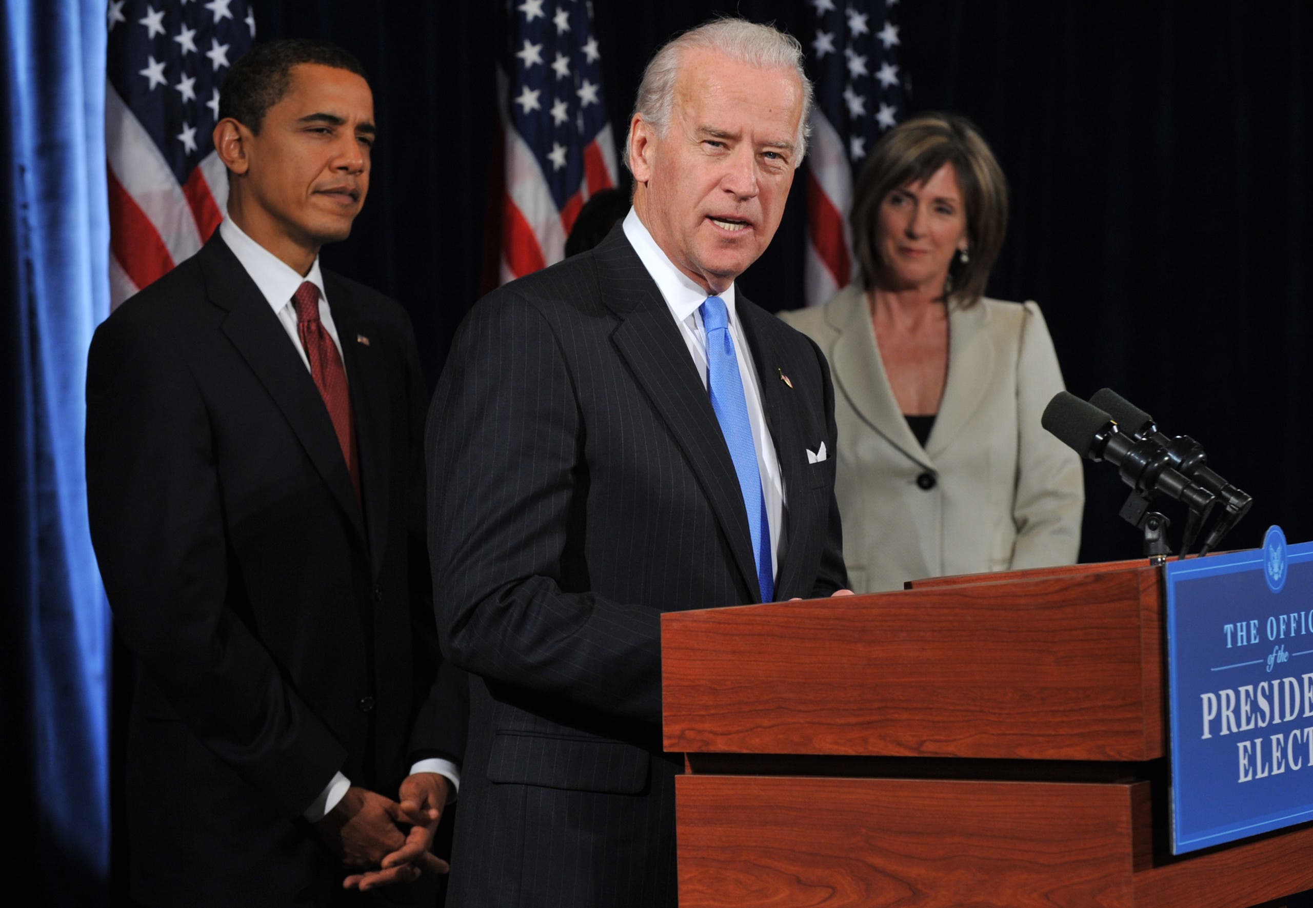 US President-elect Barack Obama (L) listens to Vice president-elect Joe Biden on December 15, 2008. The Biden administration might be taking lessons from the earliest days of the Obama administration.(Reuters)