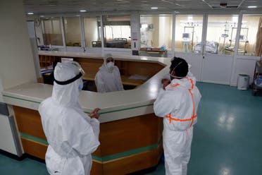 Medical staff stand at the intensive care unit of the Rafik Hariri University Hospital in Beirut, Lebanon. (File photo: AP)
