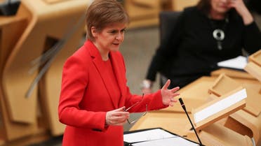 Scottish First Minister Sturgeon speaks at Parliament in Edinburgh. (Reuters)