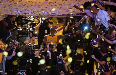 Kobe Bryant walks off the court after finishing his last NBA basketball game before retirement, against the Utah Jazz, on April 13, 2016. (AP)