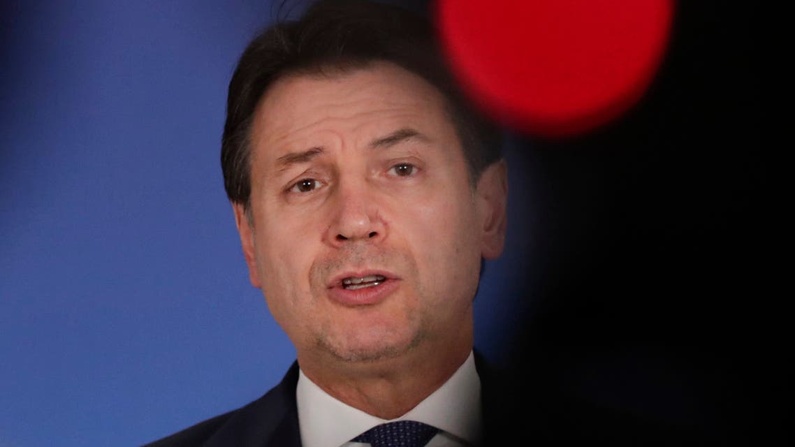 Italy's Prime Minister Giuseppe Conte addresses a media conference. (AP)