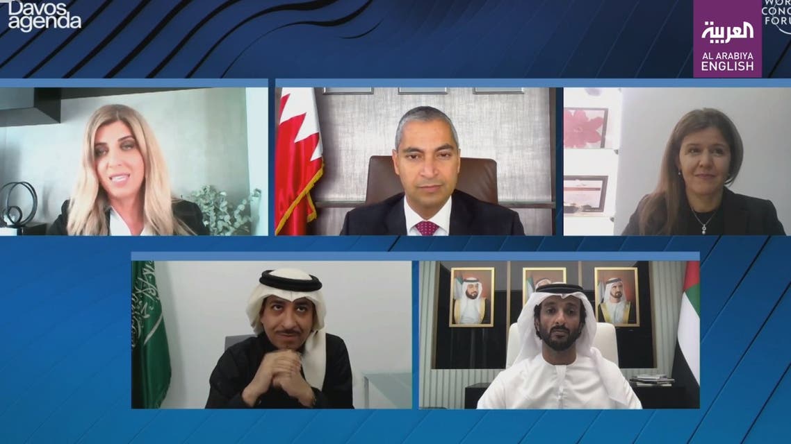 Middle East leaders engage in a panel discussion on stakeholder capitalism in the region at WEF's Davos Agenda. (Screengrab)