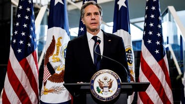 US Secretary of State Antony Blinken addresses a welcome ceremony after arriving at the State Department, Jan. 27, 2021. (Reuters)