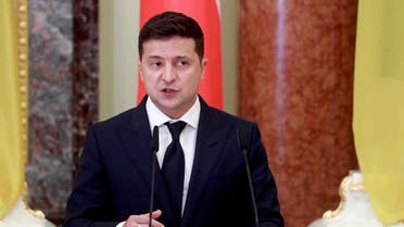 Ukrainian President Volodymyr Zelenskiy speaks during a joint news briefing with Polish President Andrzej Duda (not pictured) as they meet in Kiev, Ukraine October 12, 2020. (Reuters/Valentyn Ogirenko)
