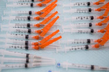 Syringes filled with a dose of the Covid-19 vaccine await to be administered at the Kedren Community Health Center on January 25, 2021 in Los Angeles, California. (AFP)