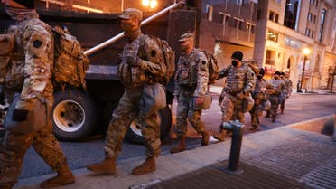 Members of the National Guard patrol the streets on Jan. 17, 2021 in Washington, DC. (AFP)