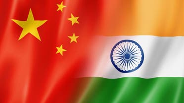 Conflict concept of India and China flag stock illustration