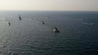 القوات البحرية الملكية السعودية بمشاركة القوات البحرية الأمريكية وقانصة الألغام البريطانية تختتم أعمال مناورات تمرين  المدافع البحري المختلط 21 .