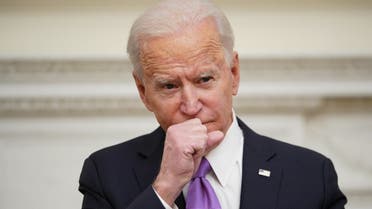 US President Joe Biden speaks about the Covid-19 response before signing executive orders in the State Dining Room of the White House in Washington, DC, on January 21, 2021. (AFP)
