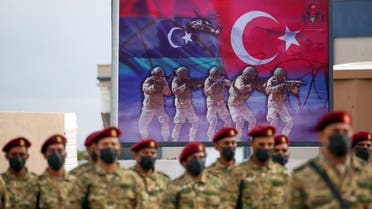 Libyan military graduates loyal to the Government of National Accord (GNA) after announcing a military training agreement with Turkey, in Tajoura, southeast of Tripoli on Nov. 21, 2020. (AFP)