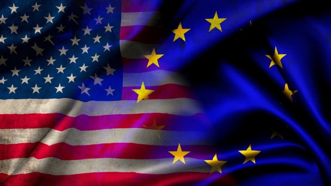 أعلام الاتحاد الأوروبي أوروبا أميركا الولايات المتحدة