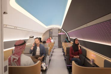 A rendering of an interior of a Virgin Hyperloop passenger pod. (Supplied)