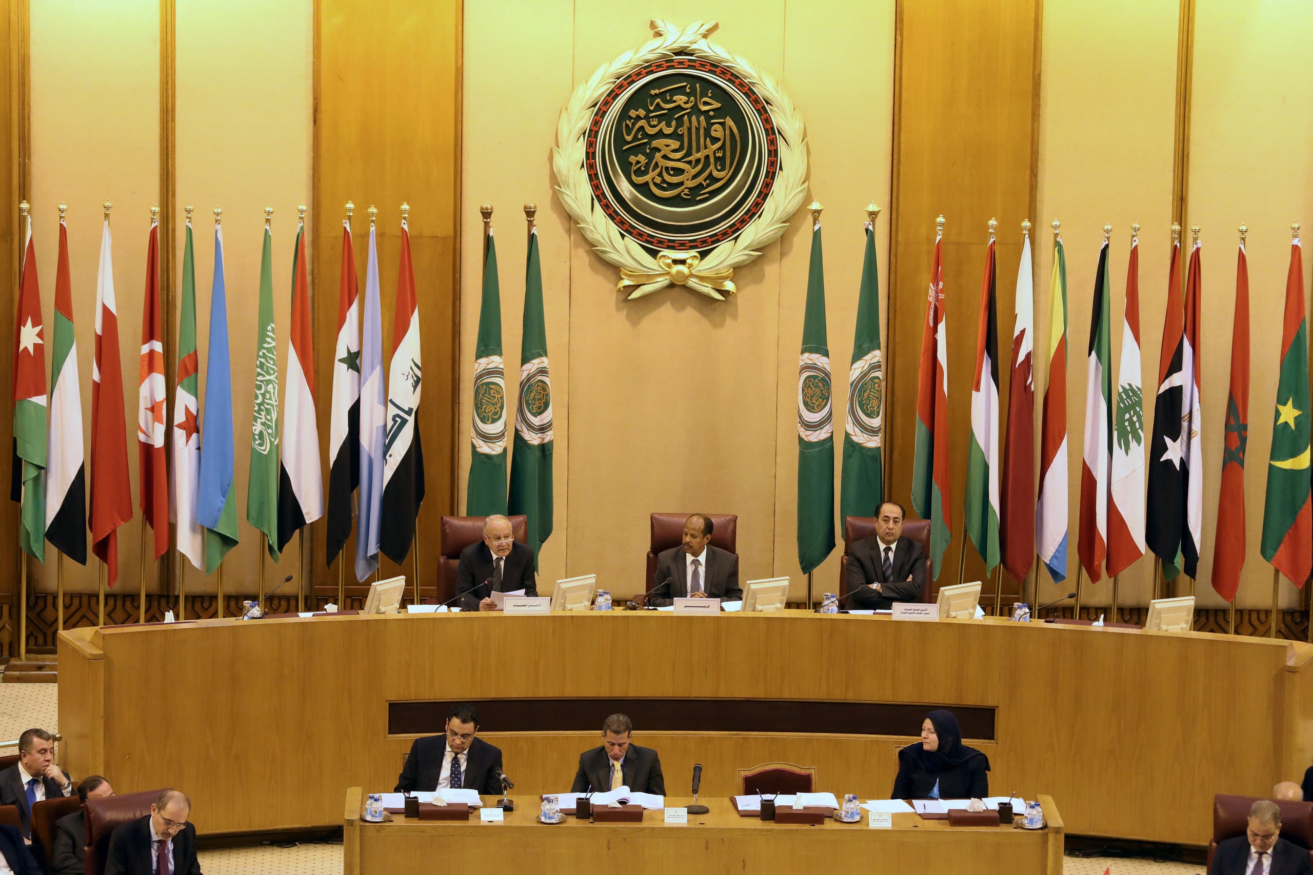 أبو الغيط خلال اجتماع لوزراء الخارجية العرب في مقر الجامعة العربية في القاهرة في 2017