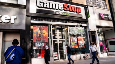  Pedestrians pass a GameStop store on 14th Street at Union Square, Thursday, Jan. 28, 2021, in the Manhattan borough of New York. (AP)