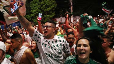 Palmeiras fans celebrate after winning the Copa Libertadores, Sao Paulo, Brazil - January 30, 2021. (Reuters)