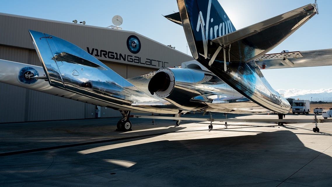 In this image courtesy of Virgin Galactic, SpaceShipTwo mates to the mothership, WhiteKnightTwo, at Mojave Space Port on February 19, 2019, in Mojave, California. (AFP)