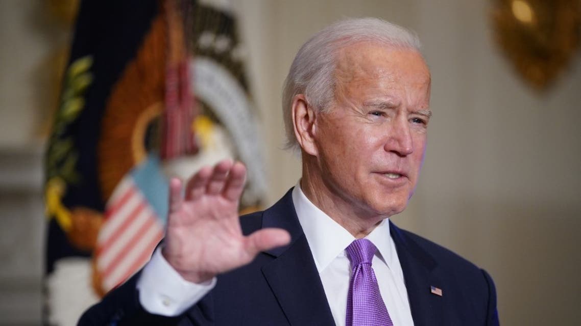 US President Joe Biden speaks in the State Dining Room of the White House in Washington, DC on January 26, 2021. (AFP)