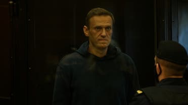 Russian opposition leader Alexei Navalny accused of flouting the terms of a suspended sentence for embezzlement attends a court hearing in Moscow, Russia February 2, 2021. Press service of Moscow City Court/Handout via REUTERS ATTENTION EDITORS - THIS IMAGE HAS BEEN SUPPLIED BY A THIRD PARTY. NO RESALES. NO ARCHIVES. MANDATORY CREDIT.