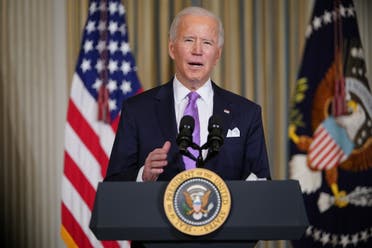 US President Joe Biden speaks on racial equity before signing executive orders in the State Dining Room of the White House in Washington, DC, on January 26, 2021. (AFP)