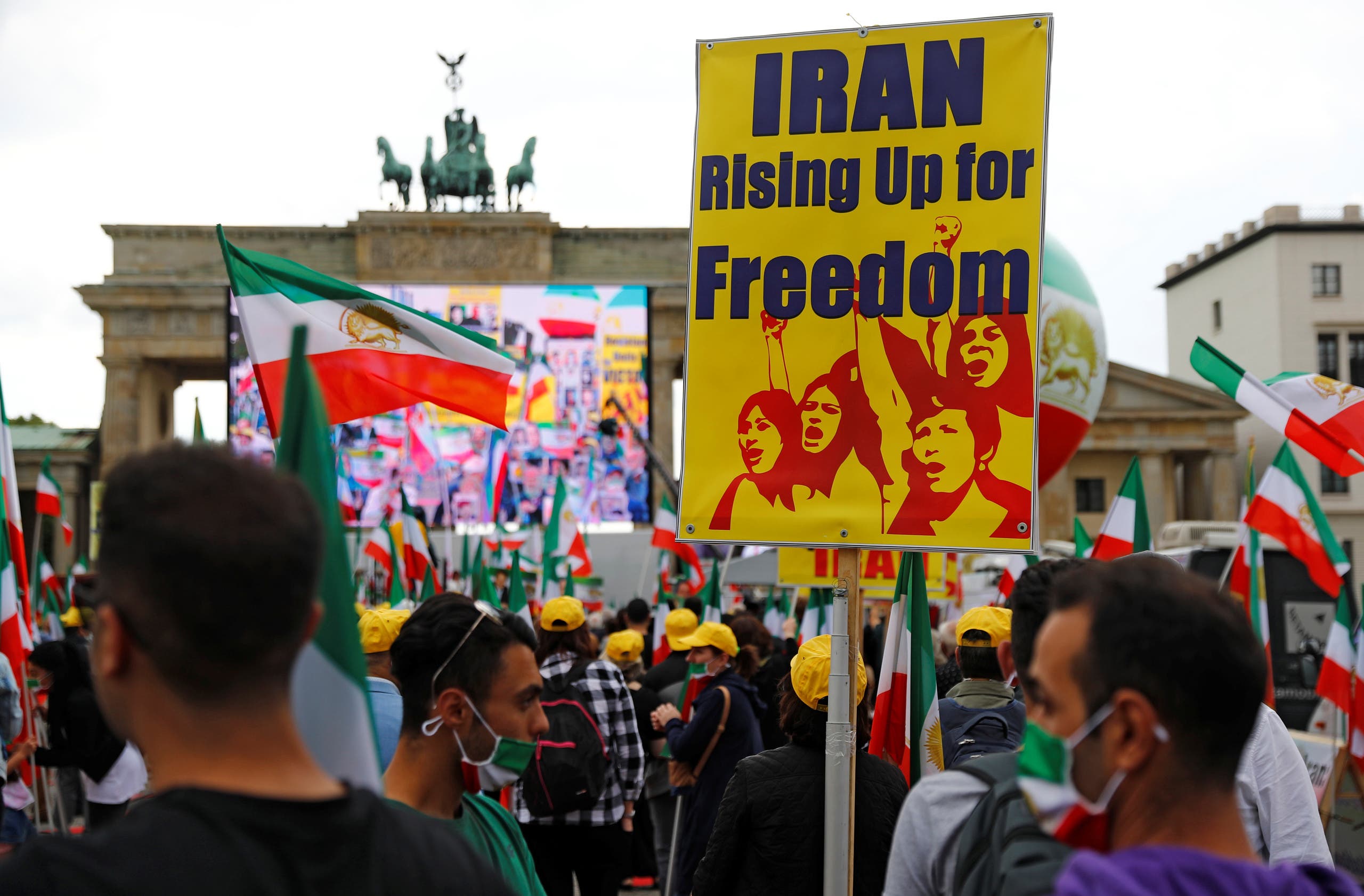 Supporters of the National Council of Resistance of Iran (NCRI) gather in front of the Brandenburg Gate in Berlin, Germany. (File photo: Reuters)