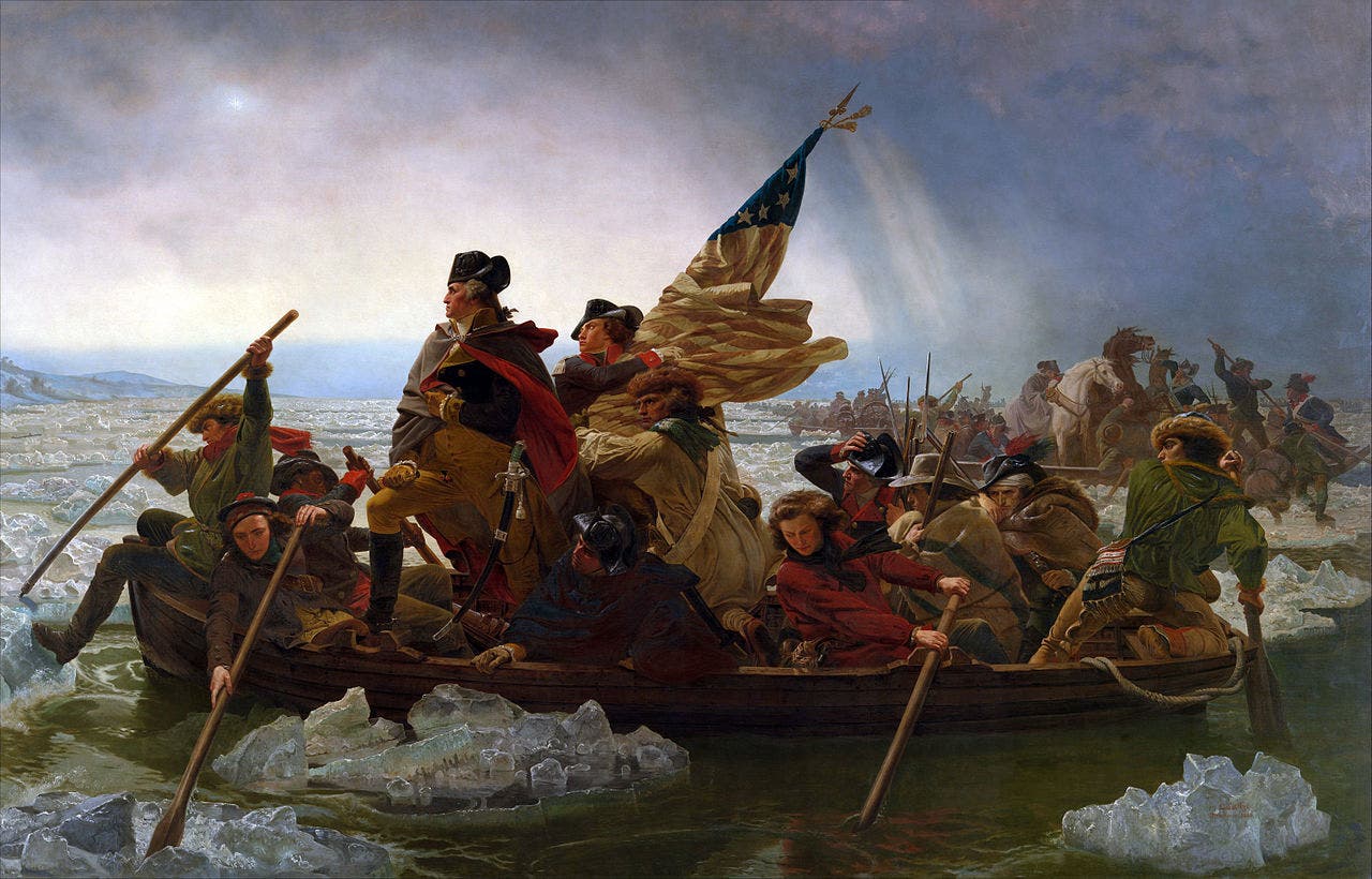 لوحة زيتية تجسد جورج واشنطن أثناء عبور الديليوير
