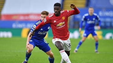 Manchester United's Congo-born English defender Axel Tuanzebe looks to play a pass during a English Premier League football match. (AFP)